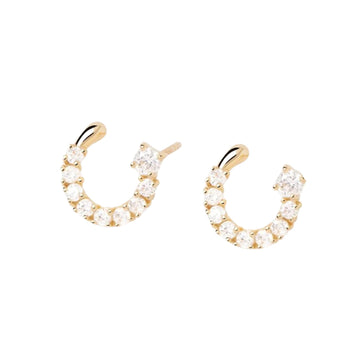 Καρφωτά σκουλαρίκια PDPAOLA AR01-835-U Essentials Leona Gold σε χρυσό χρώμα με σχήμα μισοφέγγαρου.